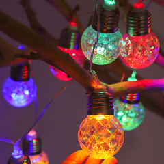 led燈泡球燈串 聖誕節日裝飾大圓球水晶球串燈房間布置電池盒新款