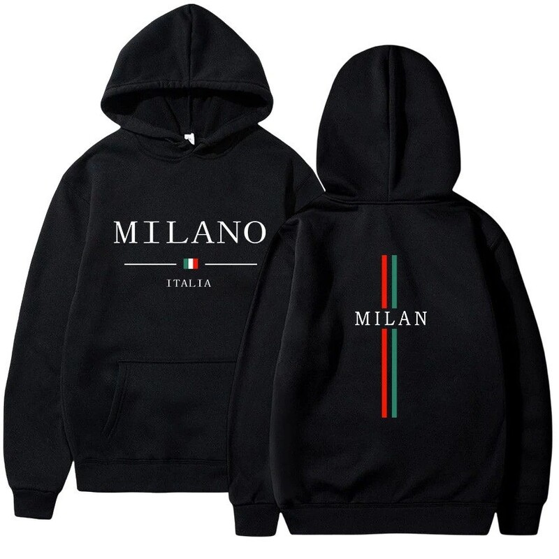 Cross-Border Casual Sweatshirt Amazon Trendy Fashion Milan Print Pullover Hoodie Unisex Sweatshirt