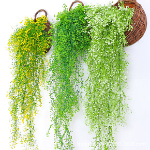 Artificial green plant Golden Bell willow wall hanging living room wall decoration plastic flower hanging basket plant rattan artificial green plant leaf