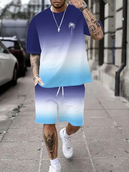 2025 nuevo producto Amazon nuevo estilo europeo y americano casual transfronterizo manga corta cuello redondo camiseta pantalones cortos traje ME5 MA04