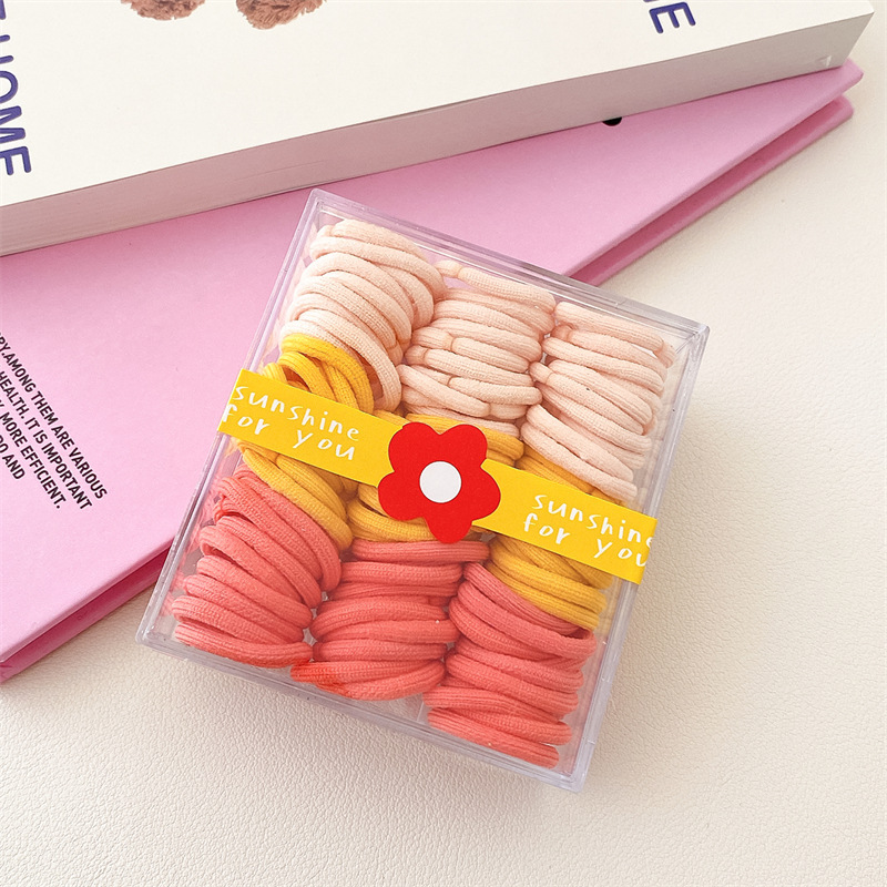 Base de banda de pelo pulgar de los niños base 90 bandas de goma cuerda de pelo para niños color caja de pelo cuerda cabeza accesorios al por mayor