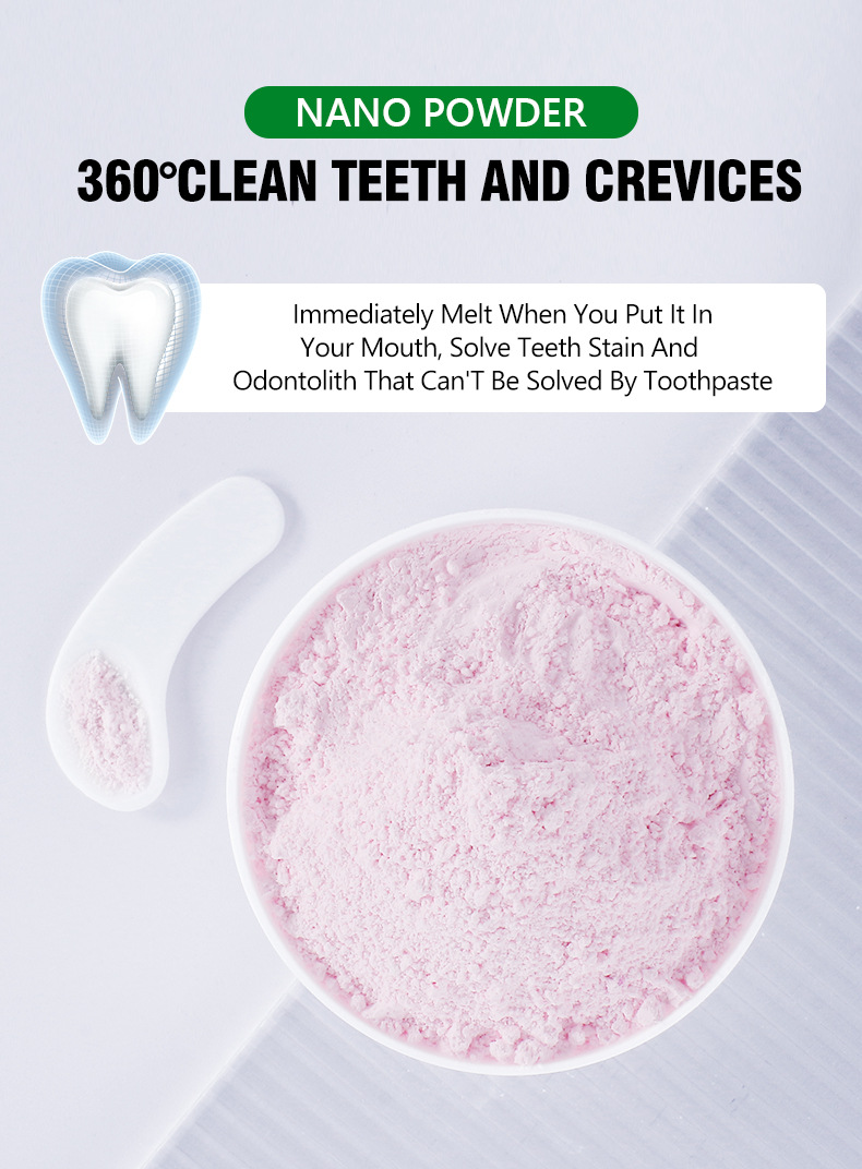 Polvo de dientes para eliminar el color amarillento de las manchas de café, las manchas de té, la protección de las encías, la fijación de los dientes, el lavado de dientes de melocotón._voghion.com