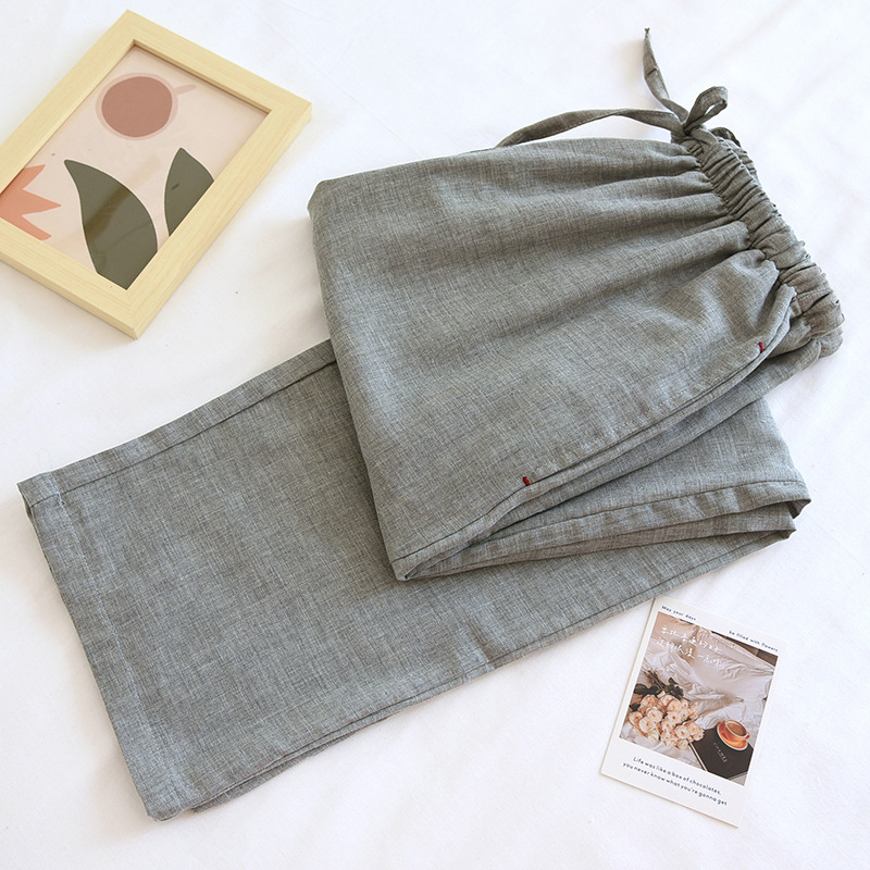 LYZ男灰色-色織純色長ズボン