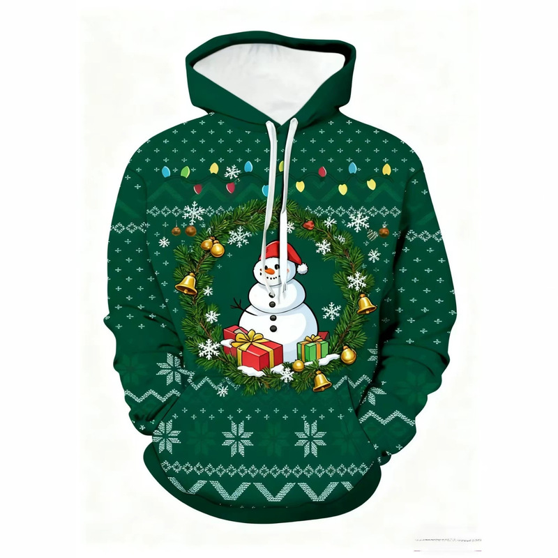 European-style Christmas penguin pattern European and American cross-border 3D digital print women's hooded long-sleeve sweatshirt top