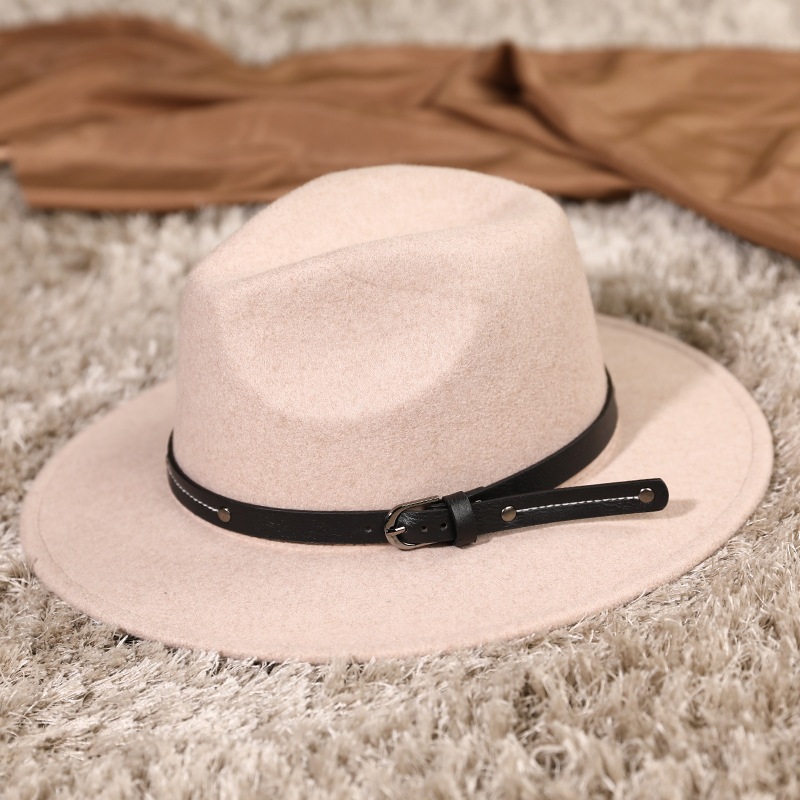 Sombrero de otoño e invierno Británico de dos tonos de lana de color mezclado europeo y americano sombrero de caballero en forma de campana de ala ancha unisex de lana de imitación sombrero de fieltro
