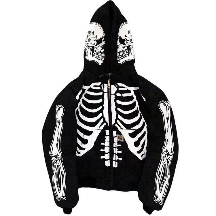 2026 New Model Unisex 3D Digital Print Hip-Hop Cool Retro Style Skull American-Style Zip-Up Sweatshirt 2026 New Model Unisex 3D Digital Print Hip-Hop Cool Retro Style Skull American-Style Zip-Up Sweatshirt