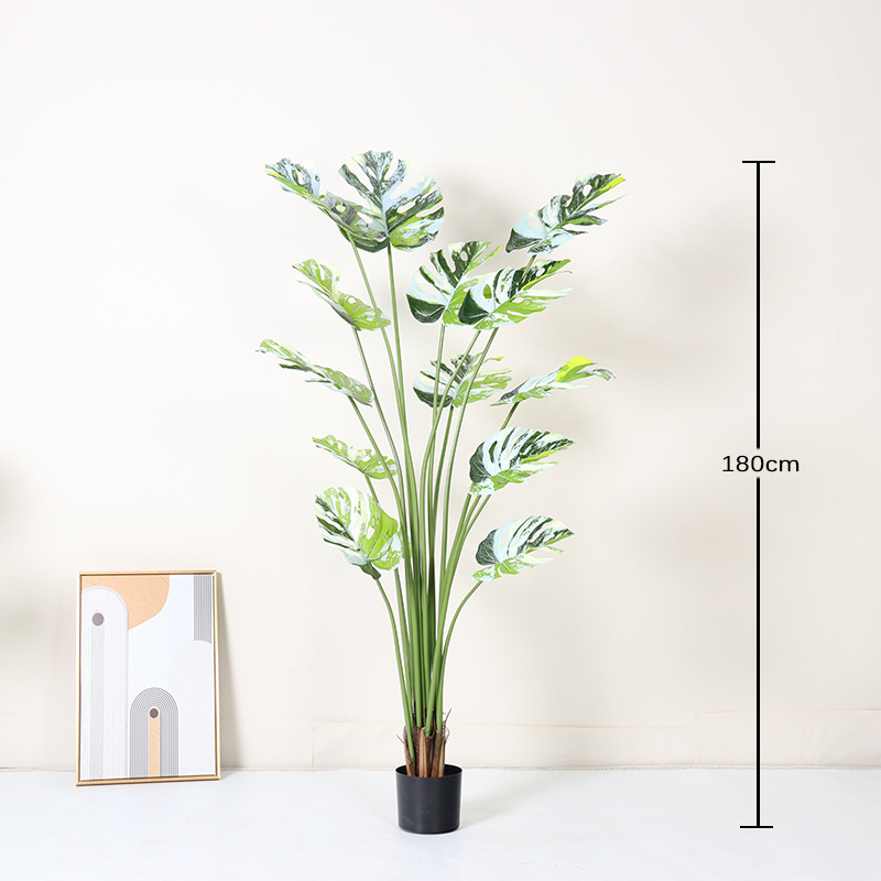 Simulación de plantas verdes estereoscópicas hojas de tortuga de espalda de alta gama de lujo ligero en maceta decoración interior decoración suave paisaje falso planta