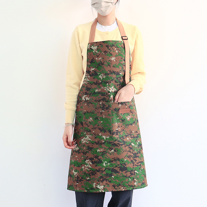 Transfronterizo Amazon camuflado delantal de lona impermeable ajustable café ropa de trabajo delantal de cocina doméstica al por mayor