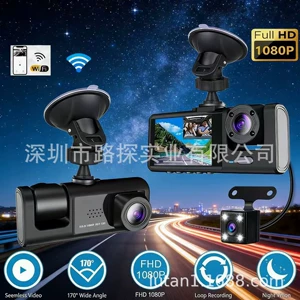Yeni model 3-linzalı 1080P ön, daxili və arxa qeydli gecə görünüşlü videoqeyd cihazı