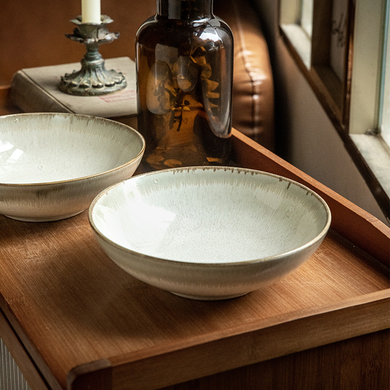 Retro Gradiente Douga Bowl 8 pulgadas tazón de platos de cerámica tazón de ensalada tazón de fideos práctico tazón de sopa tazón exportación transfronteriza