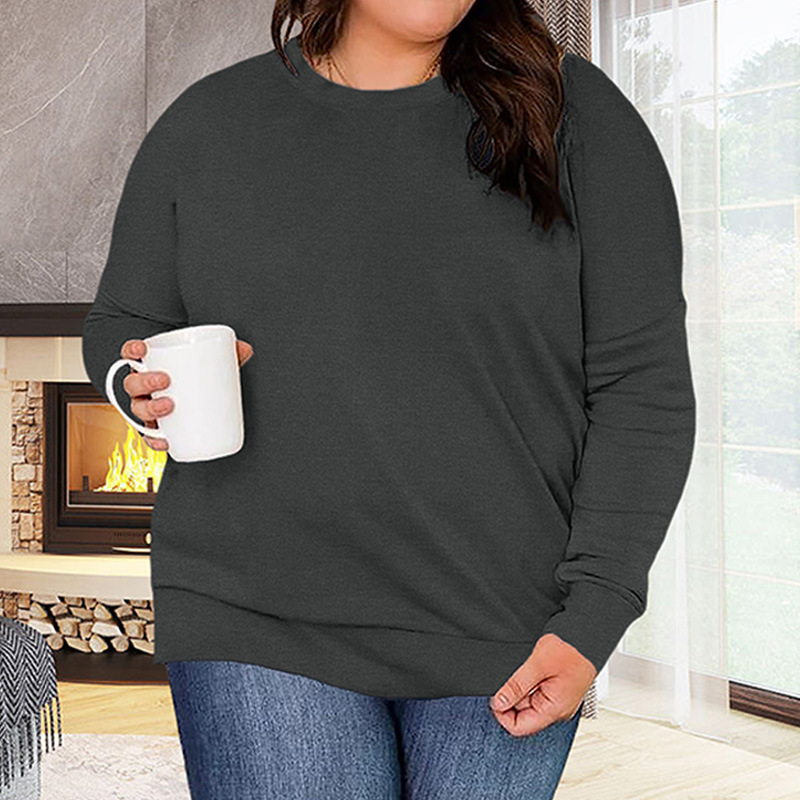 Felpa con cappuccio taglie forti autunno e inverno, da donna, girocollo, ampia, a maniche lunghe, stampa di Halloween_voghion.com