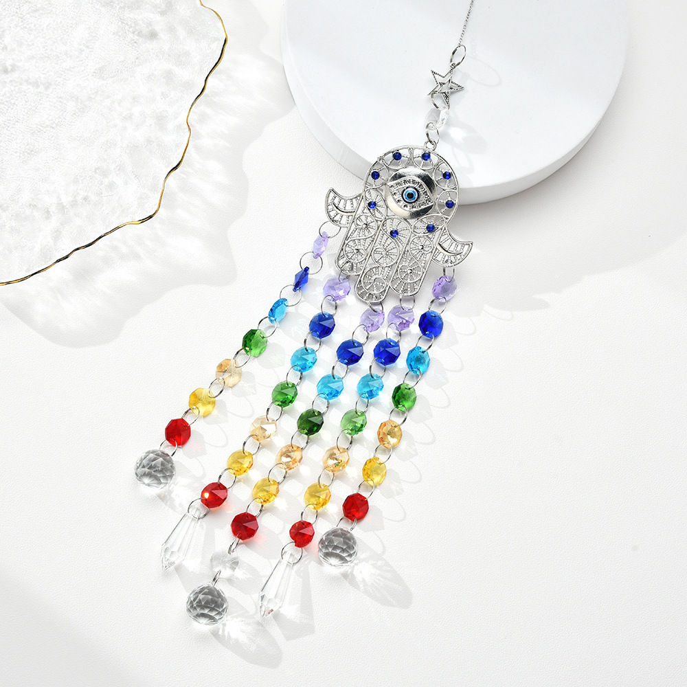 Suministro directo de fábrica suministro transfronterizo Arco Iris jardín decoración Ojo del Diablo Árbol de la vida Crystal Sun Catcher colgante