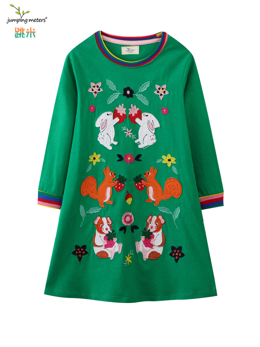 Vestido de primavera y otoño para niñas, estilo europeo y americano, vestido infantil de manga larga con bordado.