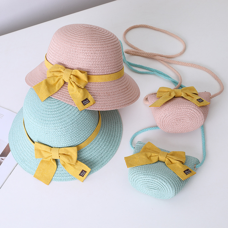 147g Weight Hat Classification straw Fabric Type Straw Hat Hats Type 1 Piece, 1 Set Quantity Holiday, Outdoor Occasion Bow Knot Pattern All Seasons Season Children Unisex Gender Sweet Style Children Unisex Sweet Bow Knot Straw Hat 4