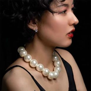 Street Style Internet Celebrity Hot Item Ins New Pearl Necklace Niche High-End Large Pearl Necklace French Hepburn Style