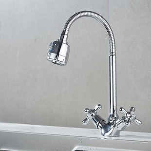 Cross-border Russian kitchen universal faucet sink vegetable basin double-open hot and cold two-gear horn faucet dual-purpose