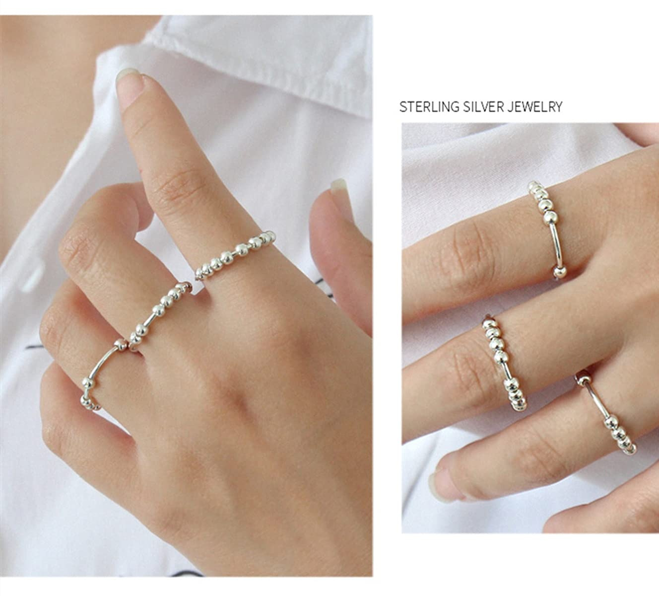 Adjustable Anxiety Relief Ring With Rotating Beads For Men_voghion.com