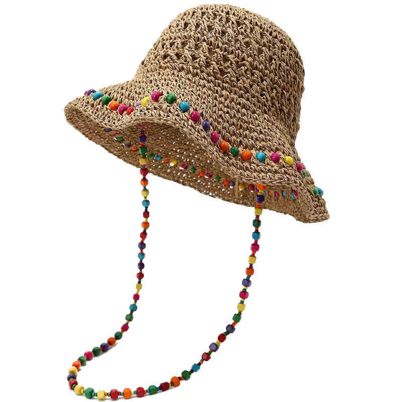 Papyrus Material Unisex Casual Simple Style Solid Color Big Eaves Bucket Hat