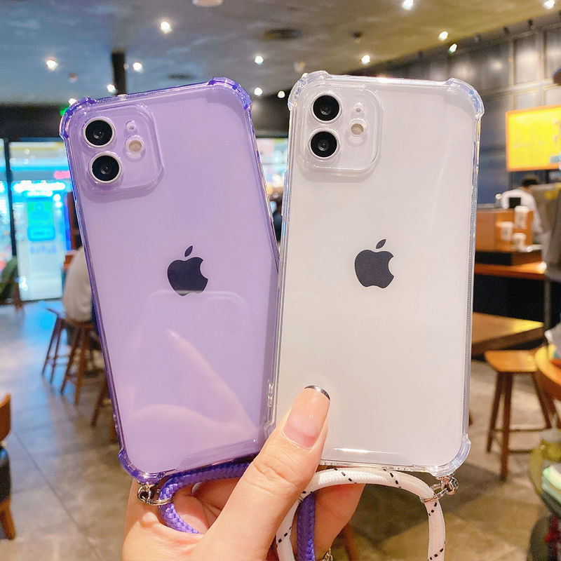 Funda para teléfono Apple 16 con cordón transparente, compatible con iPhone 17 Pro Max, cobertura total, cordón diagonal en forma de X, 8 Plus, femenino, 15