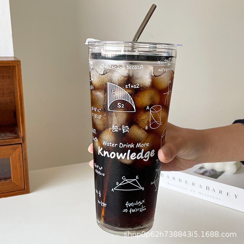 Large Capacity 1000ml Heat-resistant Glass Cup Creative Xueba High-value New 2023 Household Water Cup for Boys and Girls