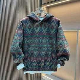 秋冬新款编织提花连帽卫衣韩版ins外穿帅气潮流民族风时尚上衣男