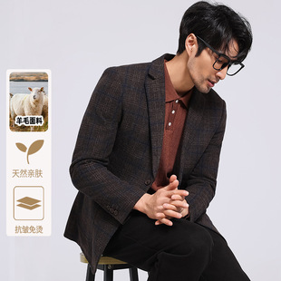 2025 New Wool Suit Korean Style Slim Light Business Fashion Plaid Versatile Cross-Border Wholesale Men's Suit