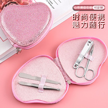 跨境定制心形指甲剪套装喜庆小礼品指甲钳便携式修甲工具全套批发