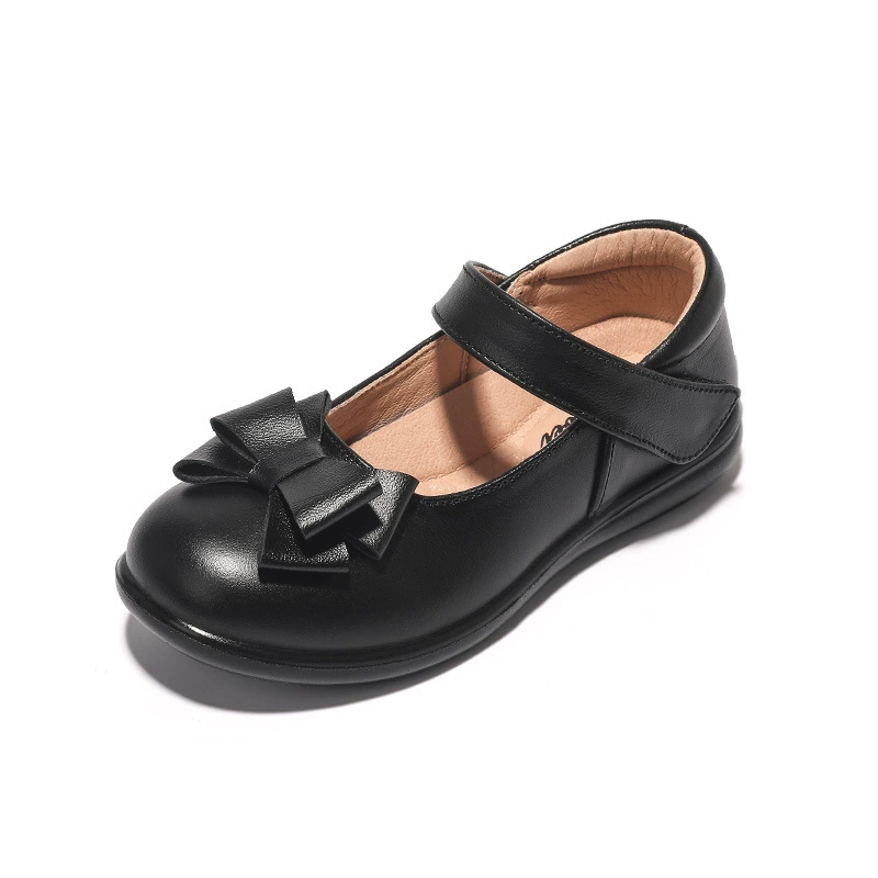 Кожаные туфли для девочек весной и осенью мягкие черные детские туфли