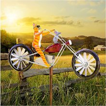 Bicycle Metal Wind Spinner 铁艺金属庭院装饰风车猫老鼠摩托车