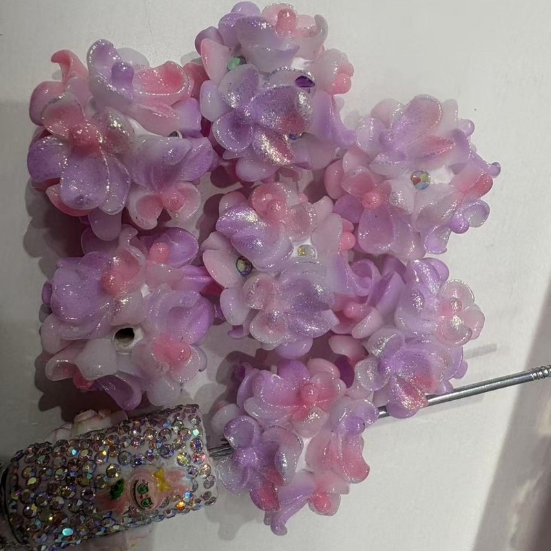 新款跨境夜光+光变立体花朵花球可过笔diy手机链包包链饰品配件|undefined