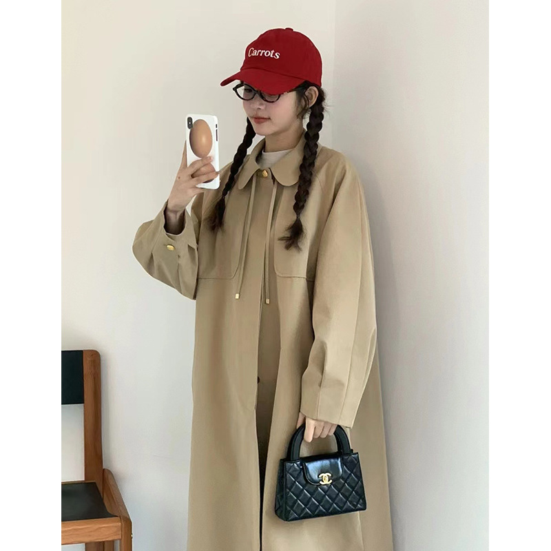 Now~2026 Korea Dongdaemun Egg House Sweet Age-Reducing Doll Collar Tie Gold Button Windbreaker