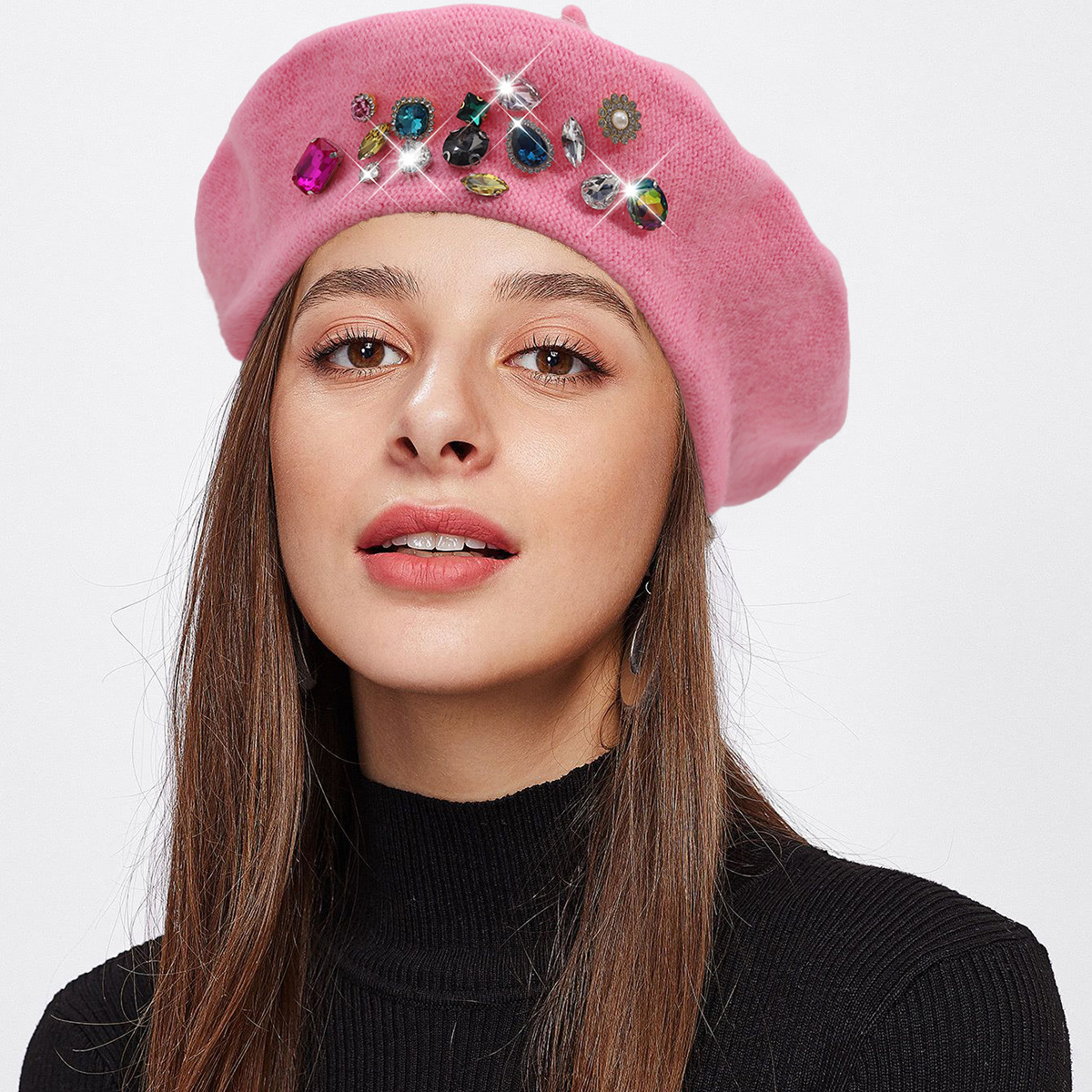 Unisex Neue Herbst- und Wintermütze aus Wolle für Malerinnen, koreanische Version des vielseitigen Hutes mit Strass-Baskenmütze, modischer achteckiger Hut, trendiger Hut_voghion.com