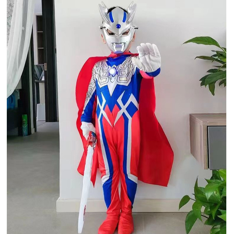 Ultraman Zero winter outfit for boys, Tiga mask, glowing costume, authentic adult jumpsuit for girls Ultraman Zero winter outfit for boys, Tiga mask, glowing costume, authentic adult jumpsuit for girls