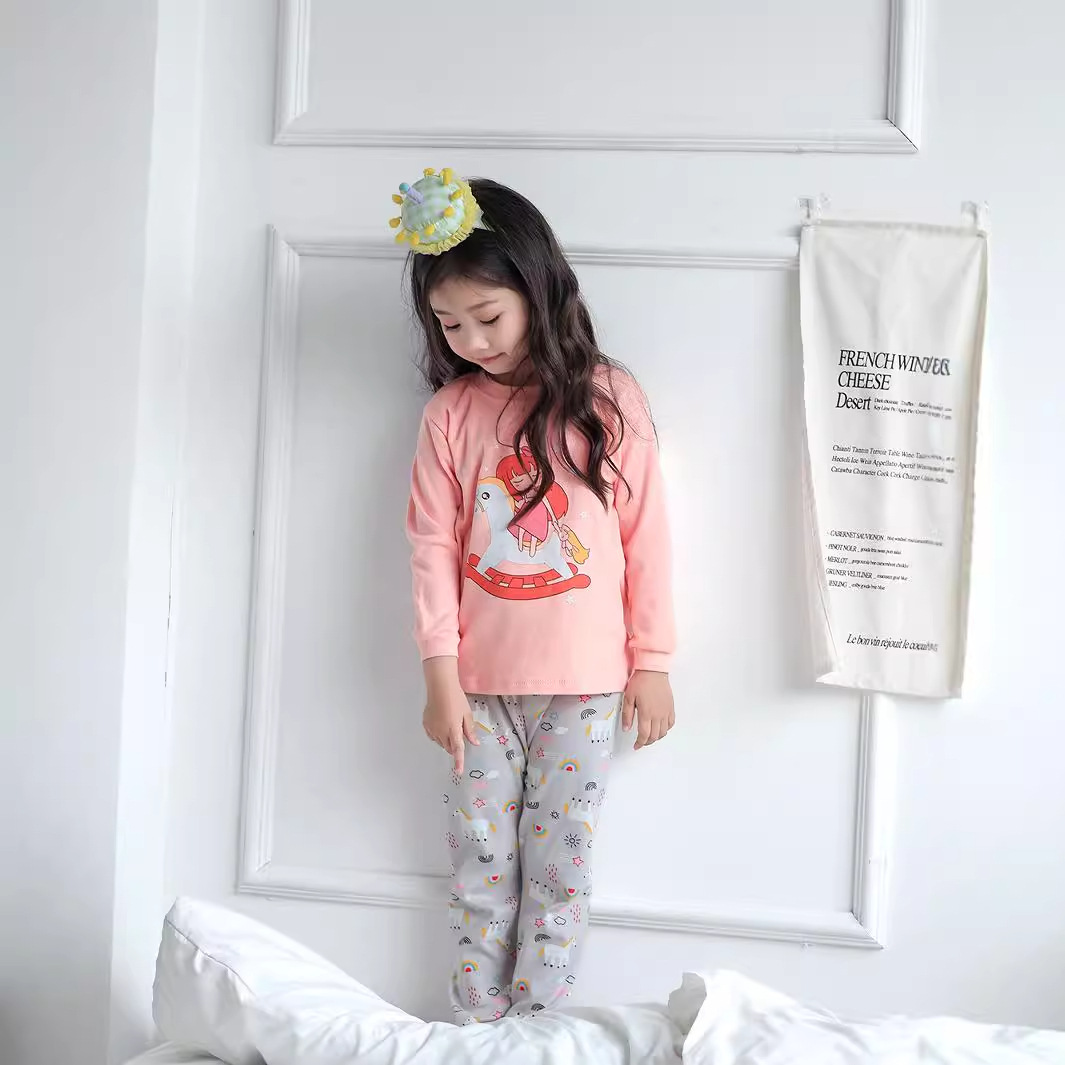 Nuevos niños chaquetas de otoño pantalones de otoño niños ropa interior base set de algodón niñas pijamas bebés ropa para el hogar al por mayor