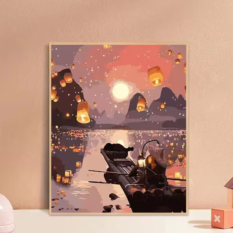 Caqui pintura simple pintura decorativa pintura china todo va bien bricolaje pintura al óleo digital pintado a mano pintura al óleo de relleno estilo chino