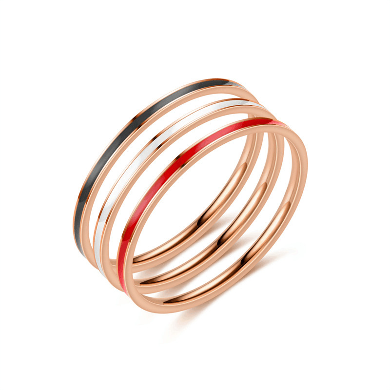 Daily Occasion 201 Stainless Steel Material Real Gold Plated 201 Stainless Steel PVD Coated Rhinestones Solid Color Waterproof Non Tarnish Simple Style Rings For Women'S