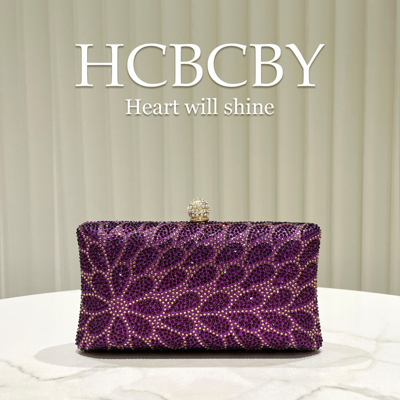 Purple Glitter Luxury Rhinestone Decoration Evening Bag Women's Fashionable Elegant Clutch Evening Bag Purple Glitter Luxury Rhinestone Decoration Evening Bag Women's Fashionable Elegant Clutch Evening Bag