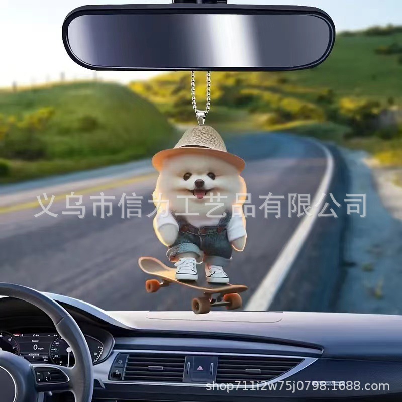 Cross-border nuevo creativo 2D lindos perros de peluche cachorro hombre mochila colgante acrílico colgante de automóvil