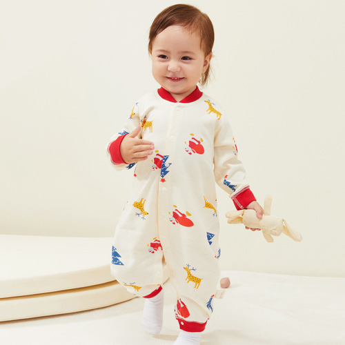 Baby Bodysuit Pure Cotton Long Sleeve Newborn Clothes Spring Autumn Winter Set Firstborn Baby Boy Hosiery Climbing Suit Class A