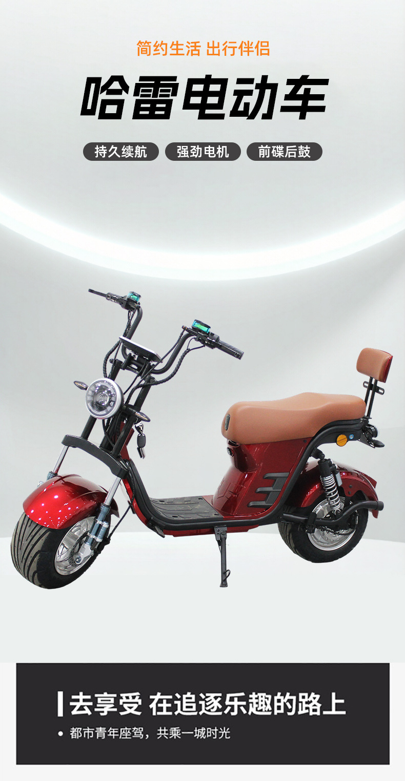 Cross-Border Manufacturer Brazil Russia Model New Lithium Battery Harley Electric Vehicle Two-Wheeled Adult Electric Motorcycle 60V20A