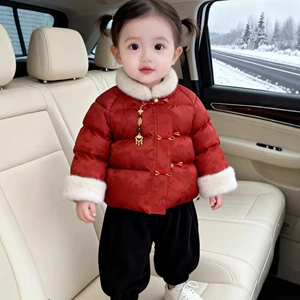 Красный детский пуховик, модная удерживающая тепло куртка, увеличенная толщина