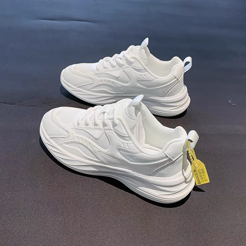 white lightweight shock-absorbing summer running sneakers for…
