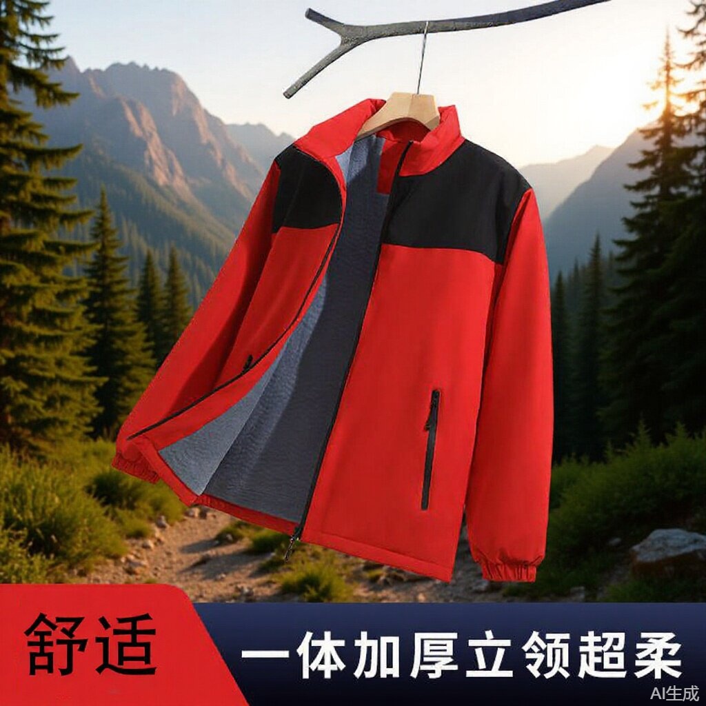 Unisex Thickened Stand-Collar Outdoor Windbreaker, Water-Resistant Breathable Jacket, Men's Stand-Collar Windbreaker