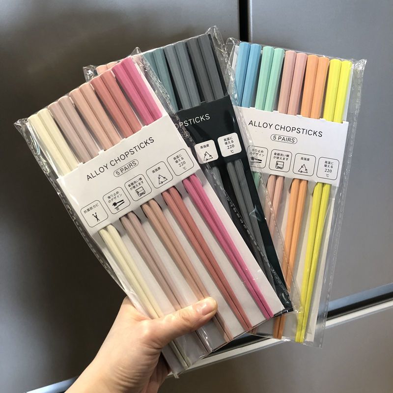 Alloy chopsticks household fast packs ins wind-resistant high-temperature anti-slip family dining high-end tableware