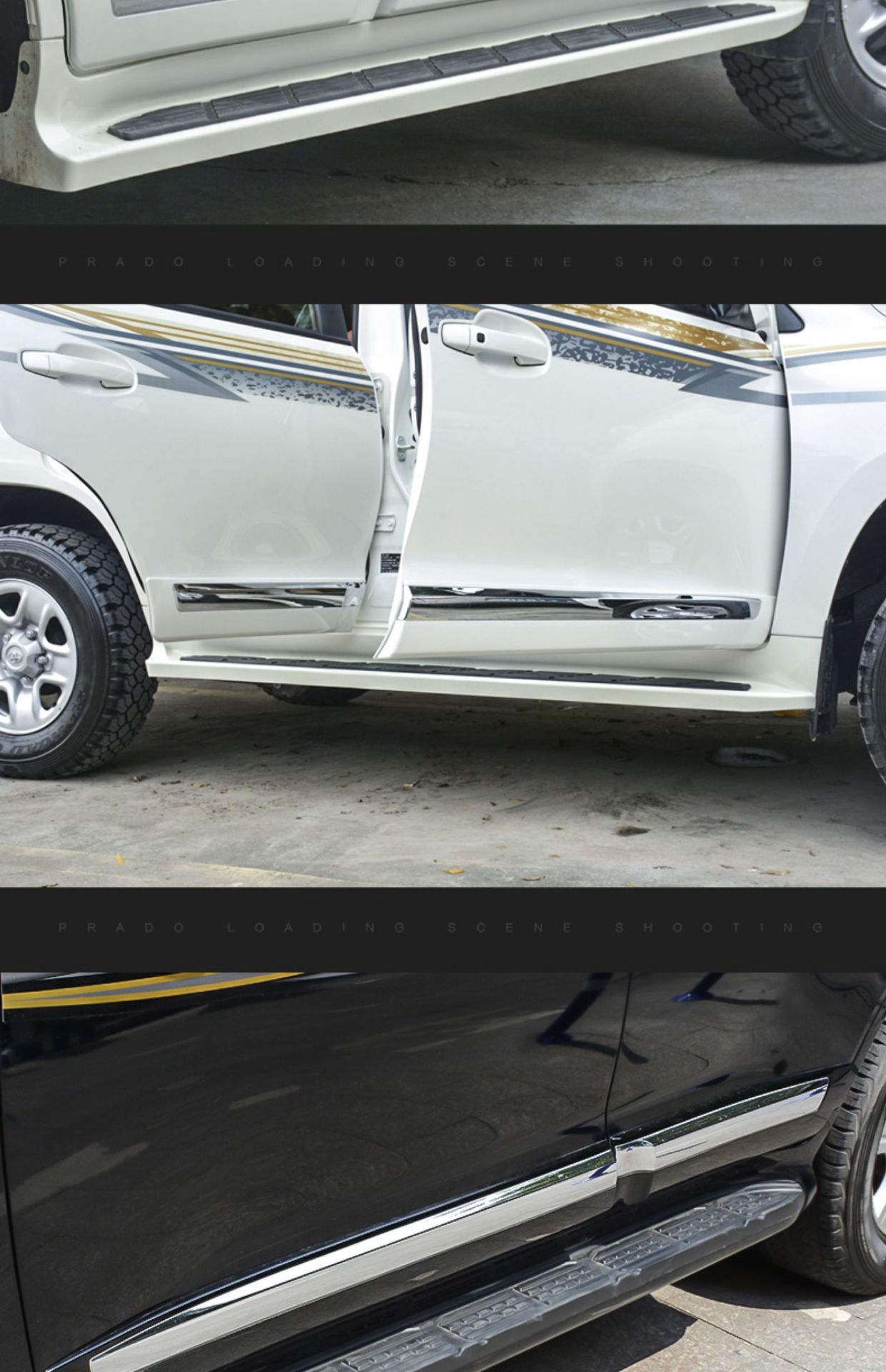 Suitable for Prado overbearing car body trim Toyota landkuroze car door anti-scratch strip pedal bright strip modification