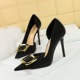 626-K7 Wind High Heels, Thin Heels, Banquet Women's Shoes, Super High Heels, Shallow Notch, Side Cut Metal Buckle Single Shoes