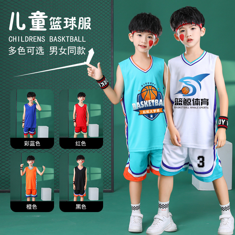 Children's Basketball Uniform Set Customized Boys' Training Uniforms Female Primary School Students Summer Competition Sports Team Uniforms Breathable Jerseys