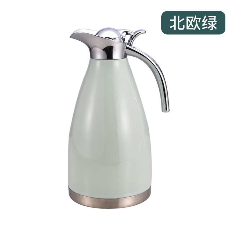 304 ステンレス鋼真空コーヒーポット二層一体型ヨーロッパ家庭用冷温水ケトル 2L 大容量魔法瓶ケトル|undefined