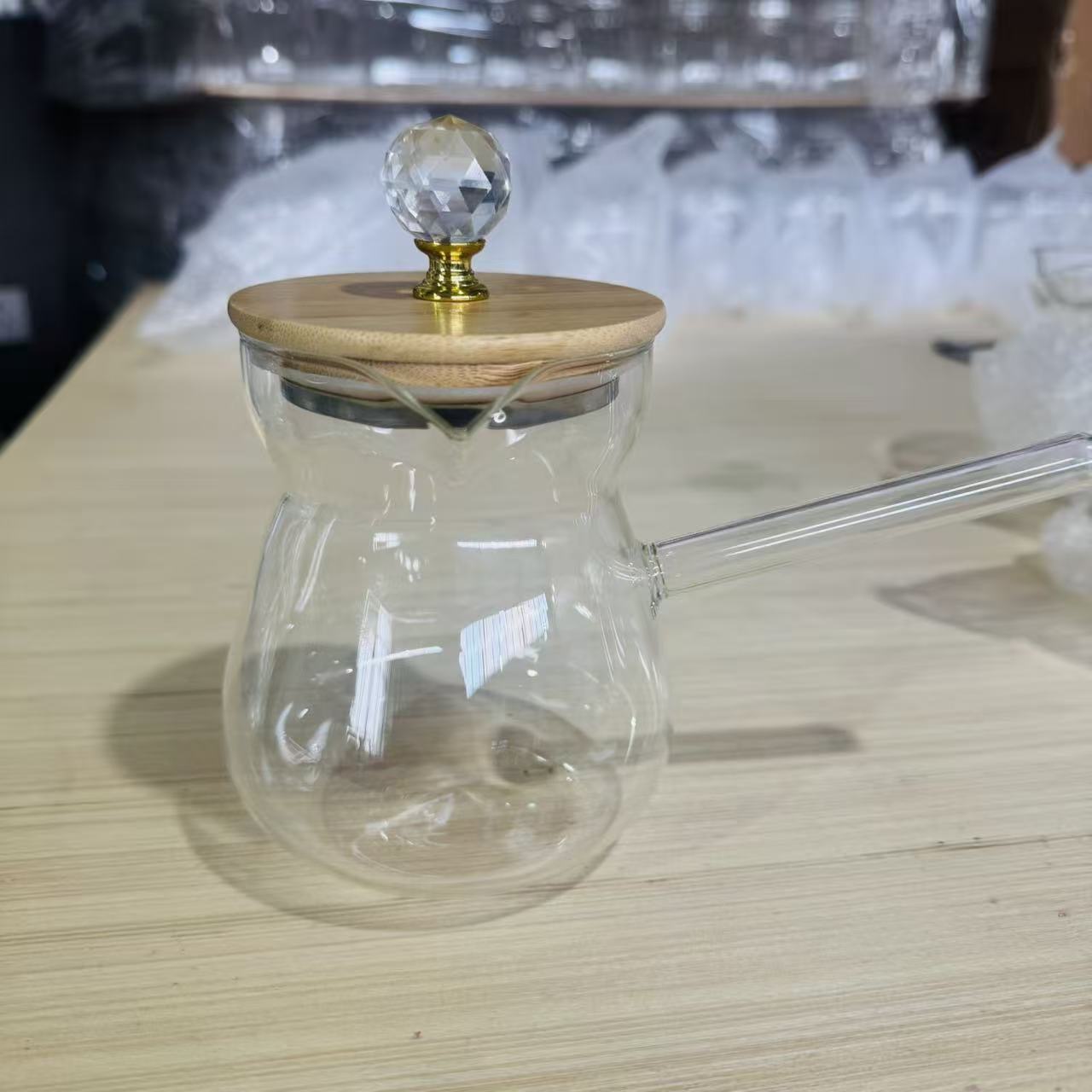 Café de vidrio de alta borosilicona árabe vidrio transparente resistente al calor cafetera de café de mano oficina doméstica té de flores