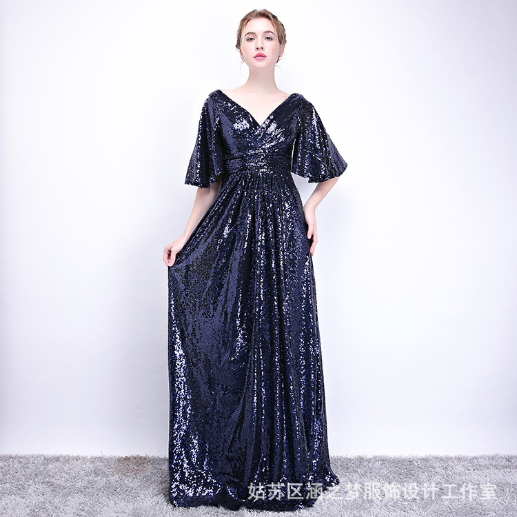 2222 vestido de noche francés de lujo ligero de alta gama banquete temperamento de anfitriona vestido de verano